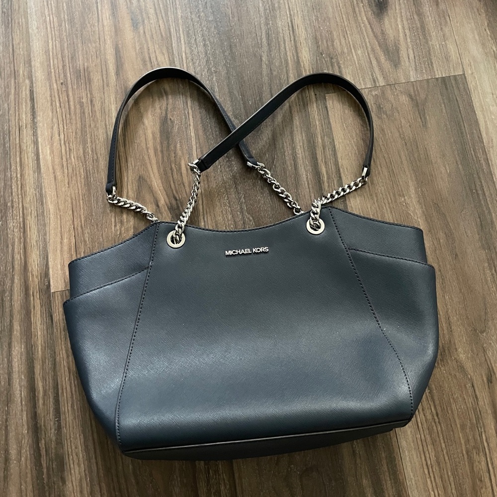 Michael Kors Navy Leather Shoulder Bag